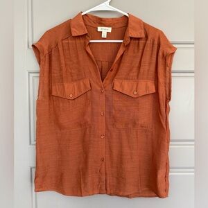 Rust Button-Down Summer Blouse